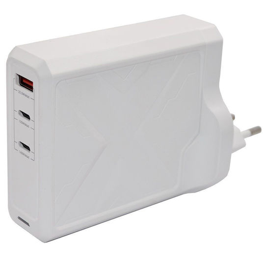 Remax Φορτιστής Χωρίς Καλώδιο GaN με Θύρα USB-A και 2 Θύρες USB-C 140W Power Delivery Λευκός (RP-U106)