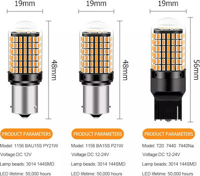 Lampen T20 Canbus LED Gelb 12V 2Stück