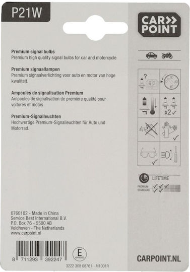 Carpoint Λάμπες Αυτοκινήτου P21W Θερμό Λευκό 12V 21W 2τμχ