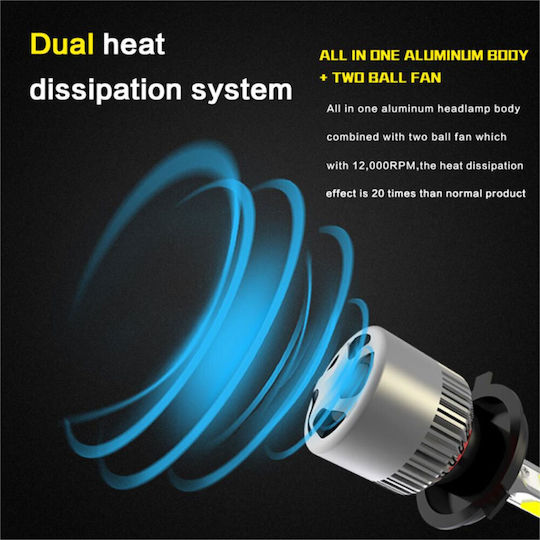 Nighteye Lamps Car H4 / S2 LED 6500K Cold White 12V / 24V 72W 2pcs