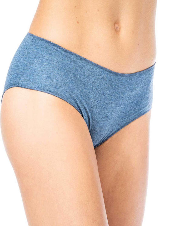 Cotonella Baumwolle Hohe Taille Damen Slip 3Pack Blau