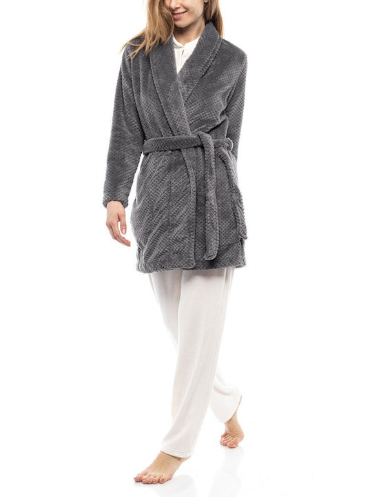 Pink Label Winter Women's Fleece Robe Gray