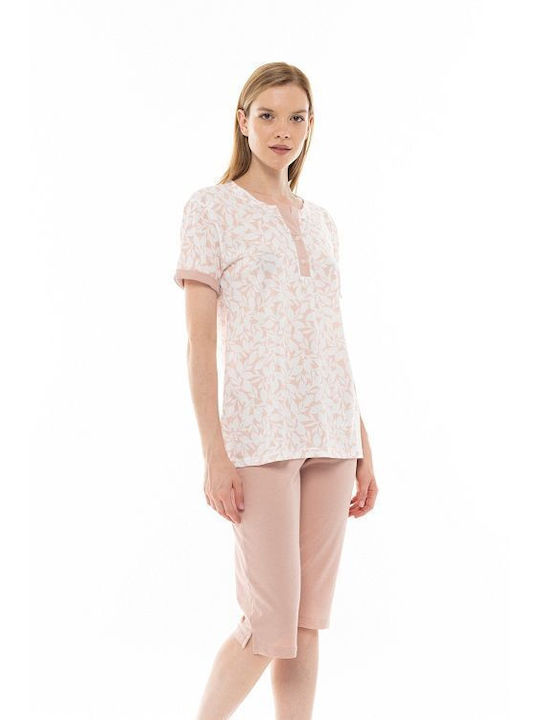 Pink Label Sommer Damen Pyjama-Set Rosa