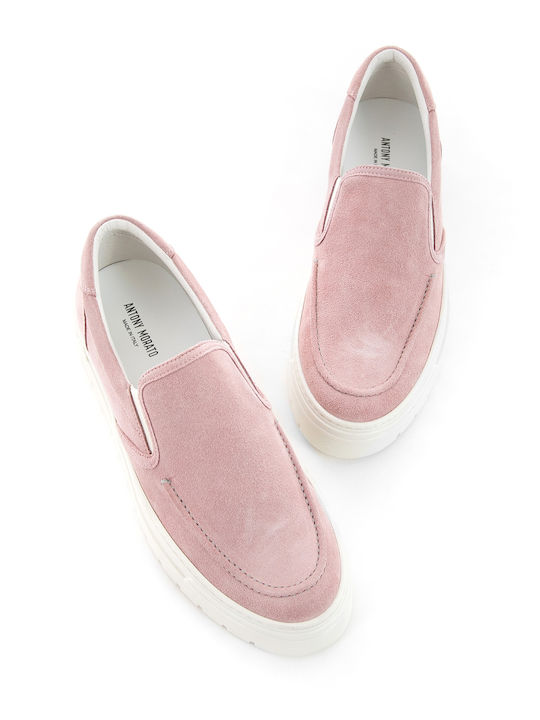 Кожа Мъжки Slip-On Розов