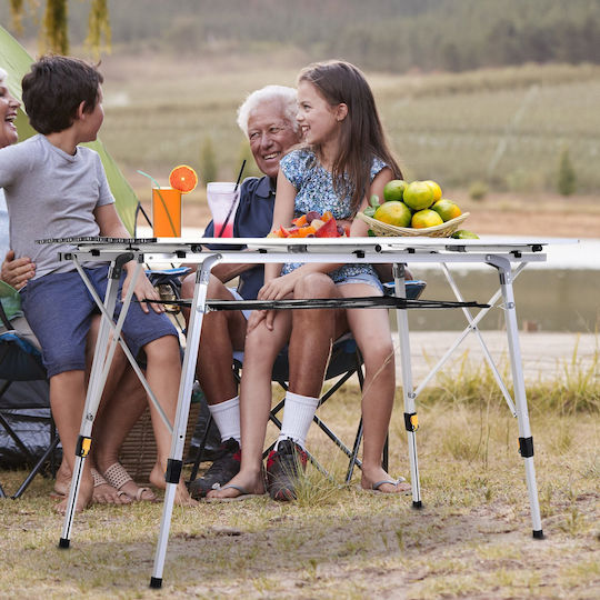 Outsunny Τραπέζι Αλουμινίου για Camping Πτυσσόμενο 120x70x73cm Λευκό