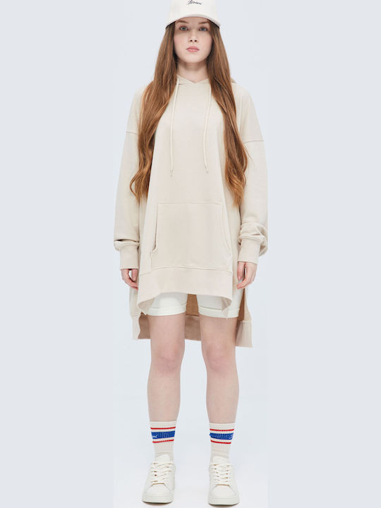 Sweatshirt with Hood Beige