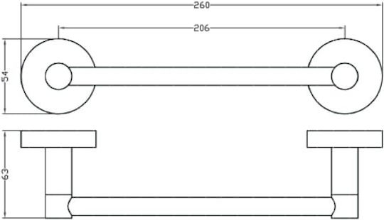 Bemeta Ράγα Μπάνιου Μονή Επιτοίχια με Βίδες ​20.6x20.6cm Ασημί