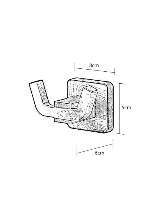 Tekno-Tel Double Wall-Mounted Bathroom Hook ​18x5cm Silver