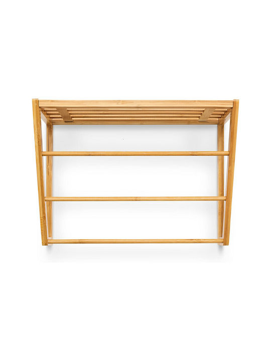 Relaxdays Rack de Baie Triplă De Perete cu șuruburi ​30x30cm Maro