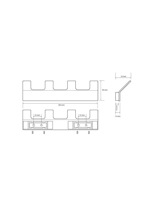 Bemeta Wall-Mounted Bathroom Hook with 4 Positions Silver