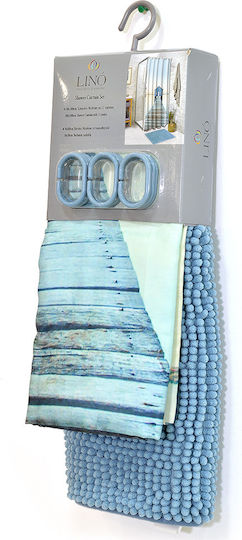 Lino Home Mediresa Shower Curtain 180x200cm Blue
