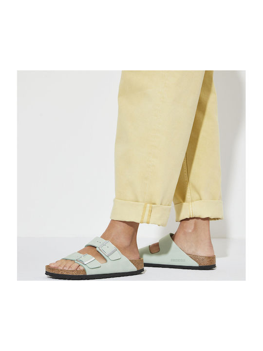 Arizona Leather Women's Flat Sandals Anatomic in Green Color Narrow Fit