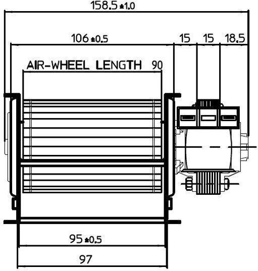 Fergas Querstromventilator für Pelletofen
