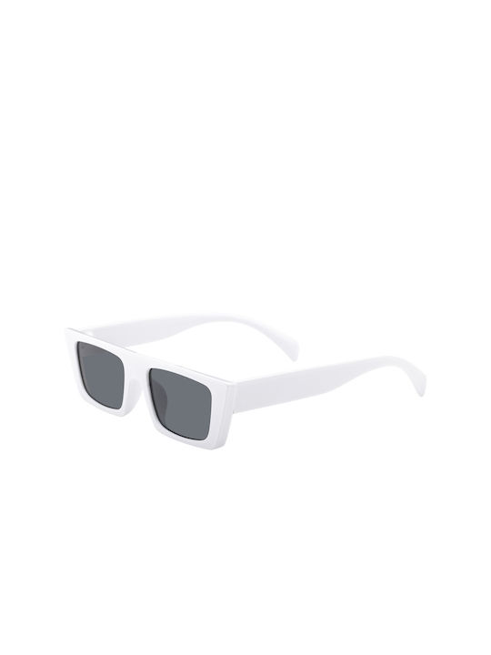 Sunglasses with White Acetate Frame and Black Lenses 01-4850-6