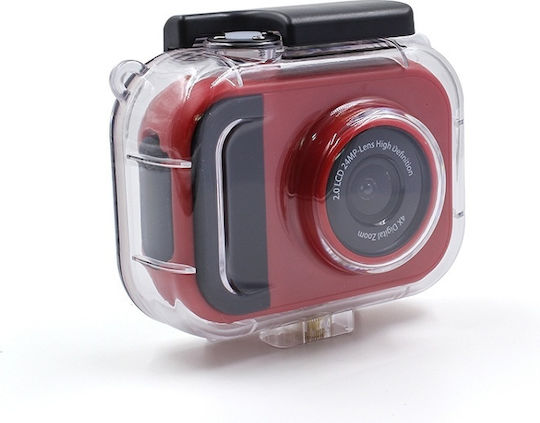 Lamtech 2in1 Action Camera Full HD (1080p) Underwater (with Case) with Screen 2" Red