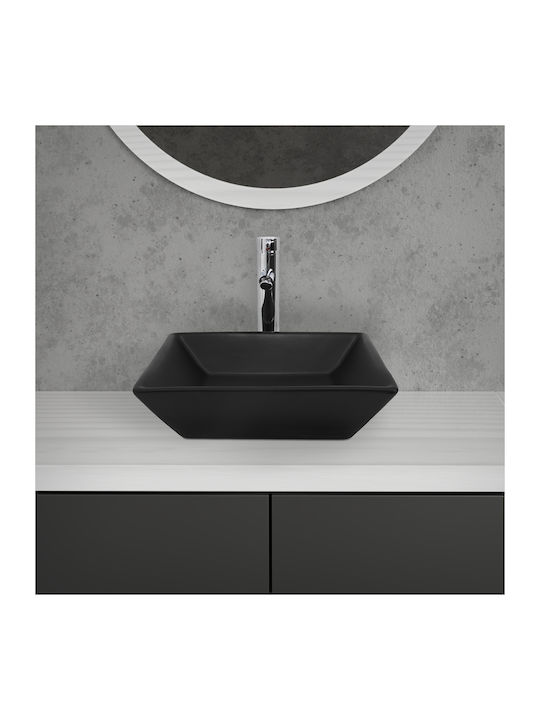 ML-Design Επικαθήμενος Νιπτήρας Κεραμικός 41x41x12cm Μαύρος