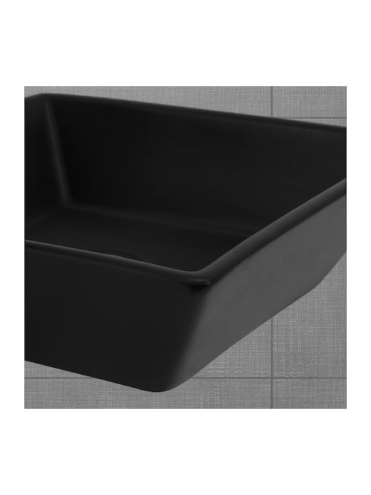 ML-Design Επικαθήμενος Νιπτήρας Κεραμικός 41x41x12cm Μαύρος