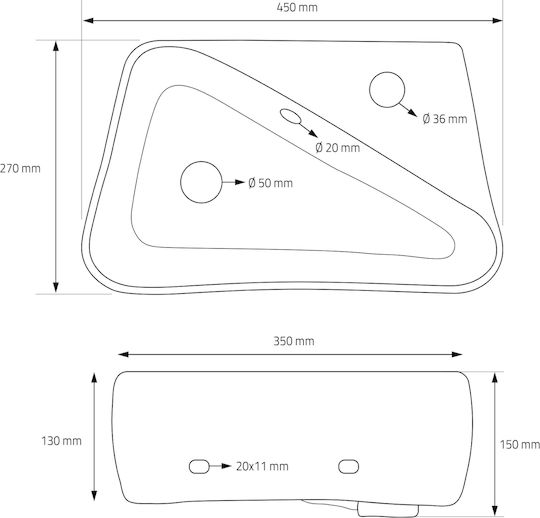 ML-Design Aufgesetztes Waschbecken Keramik 45x27x13cm Weiß