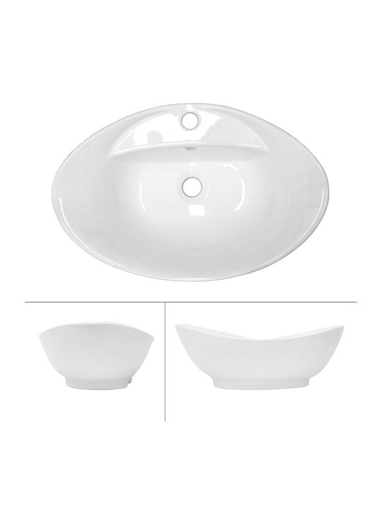ML-Design Wall Mounted Countertop Sink Ceramic 59x20.5x39.5cm White