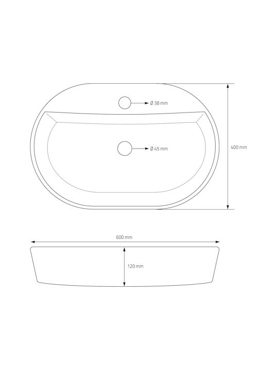 ML-Design Countertop Sink Ceramic 60x40x12cm White