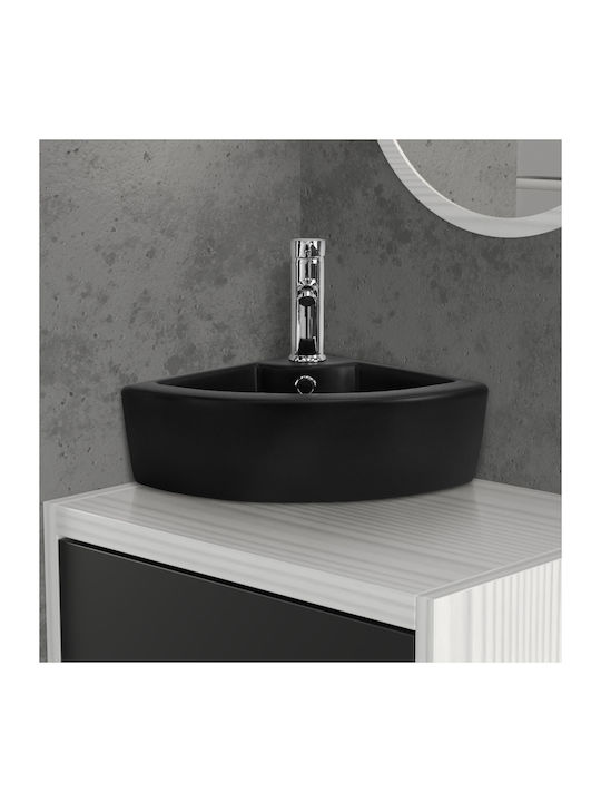 ML-Design Επικαθήμενος Νιπτήρας Κεραμικός 46x33x13cm Μαύρος