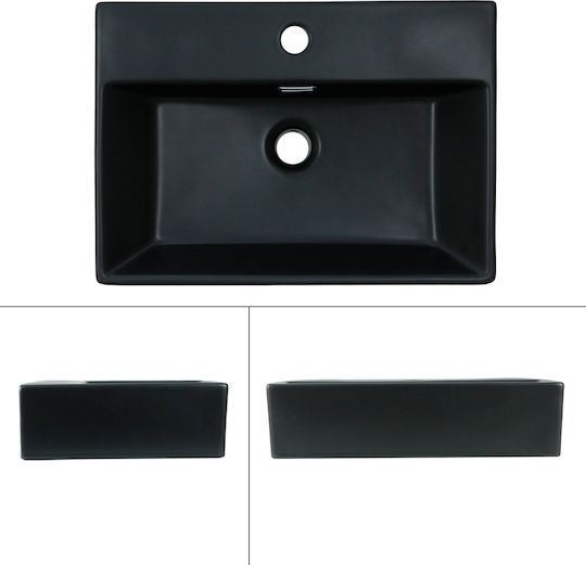 ML-Design An der Wand montiert Wandhängendes / Aufgesetztes Waschbecken Keramik 51x36x13cm Schwarz