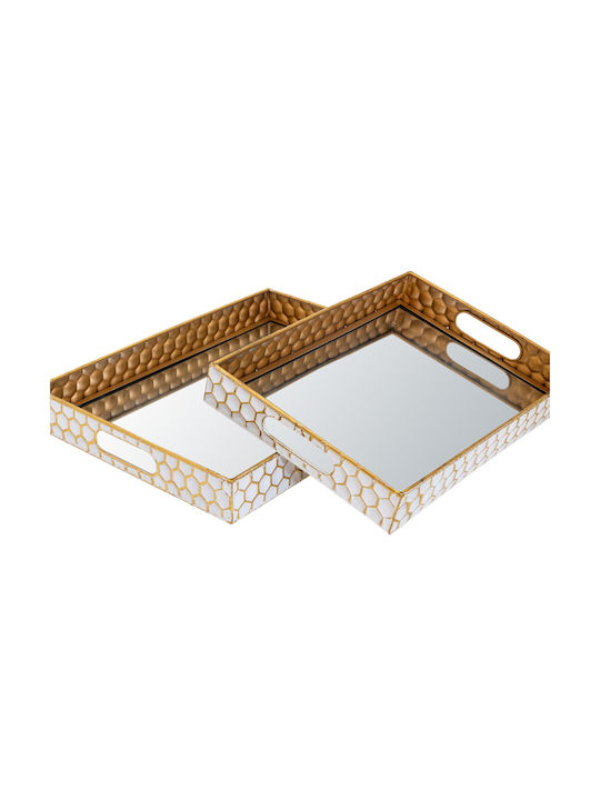 Zen Collection Metallic Rectangular Decorative Tray 40x5x30cm 2pcs