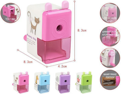 Tpster Plastic Pencil Sharpener Pink Hand Crank