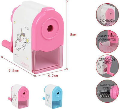 Tpster Plastic Pencil Sharpener Pink Hand Crank