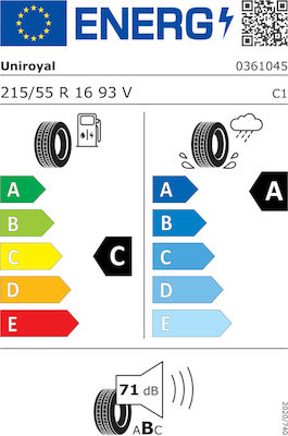 Uniroyal RainSport 5 215/55R16 93Numele specificației pentru un site de comerț electronic: V FR Vara Anvelopă pentru Pasager Autoturism