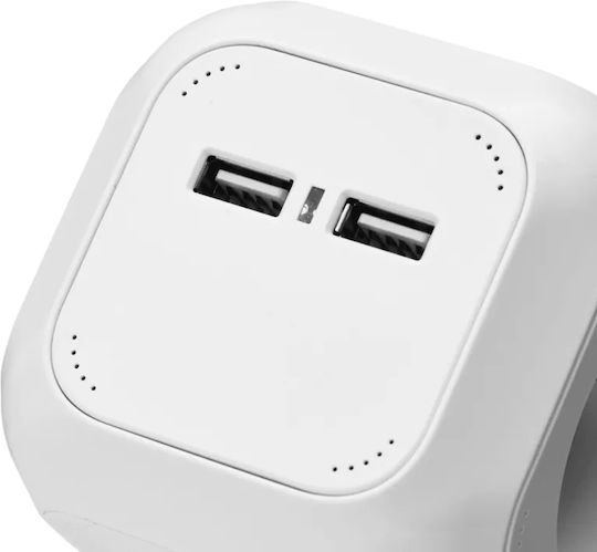 Emos PowerCube 4 Θέσεων με 2 USB-A και Καλώδιο 1.9m