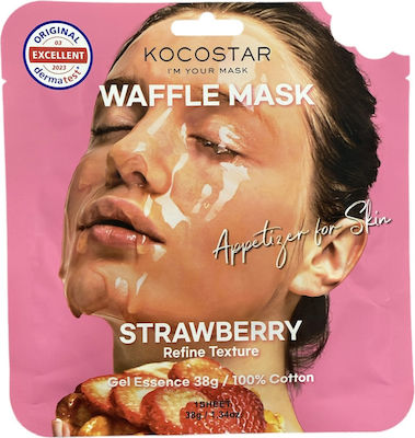 Kocostar Waffle Mask Strawberry Gesichtsmaske für das Gesicht für Reinigung / Aufhellung 40gr