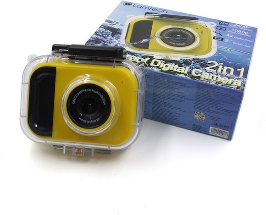 Lamtech 2in1 Action Camera Full HD (1080p) Underwater (with Case) with Screen 2" Yellow
