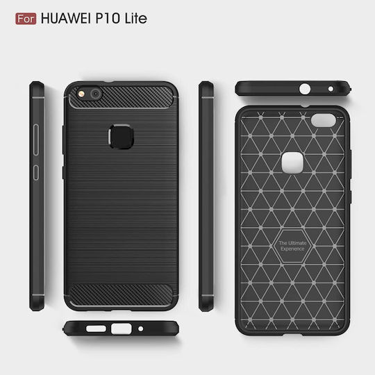 Techsuit Carbon Задна корица Силикон Черен (Huawei P10 Lite)