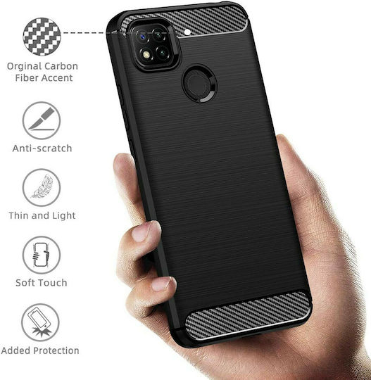 Techsuit Carbon Back Cover Σιλικόνης Μαύρο (Redmi 9C)