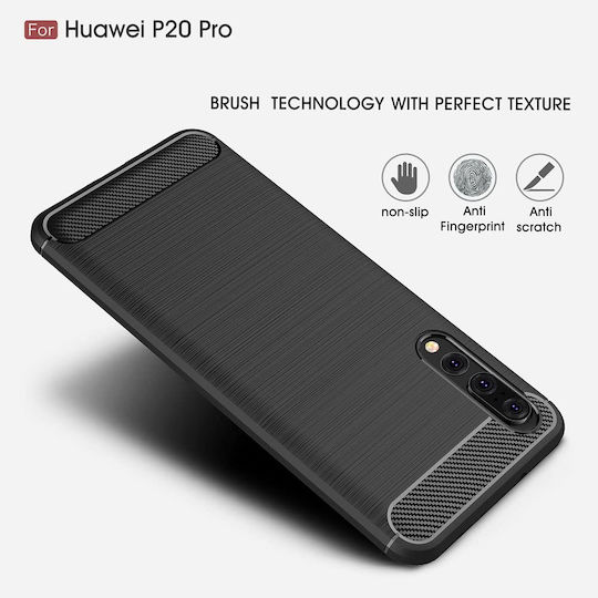 Techsuit Carbon Задна корица Силикон Черен (Huawei P20 Pro)