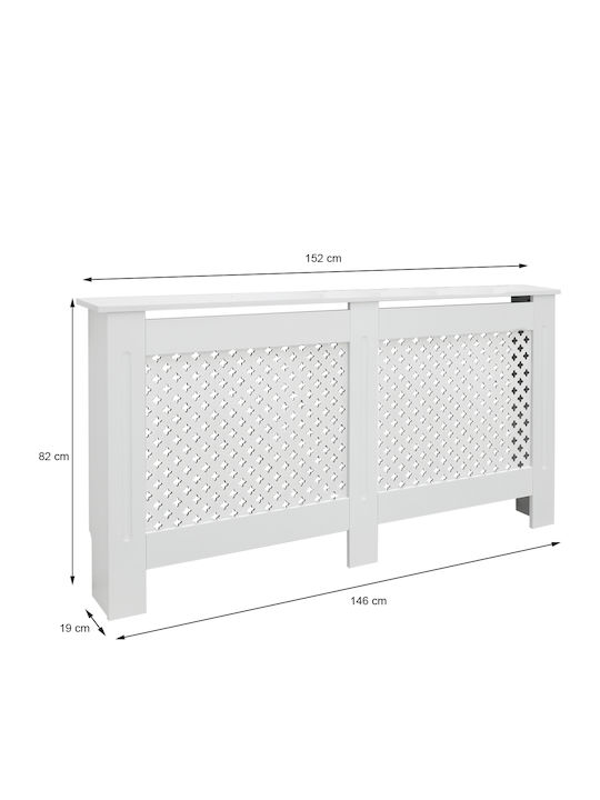 ECD Germany Diamond Pattern Radiator Cover from MDF White 152x19x82cm