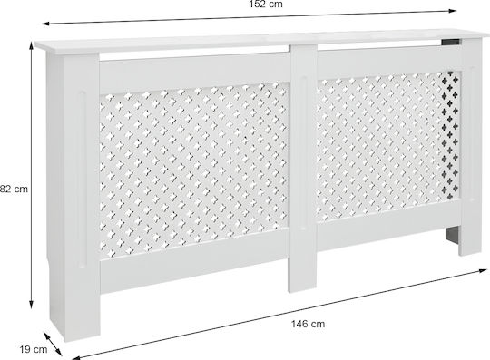 ECD Germany Diamond Pattern Heizkörperabdeckung aus MDF Weiß 152x19x82cm