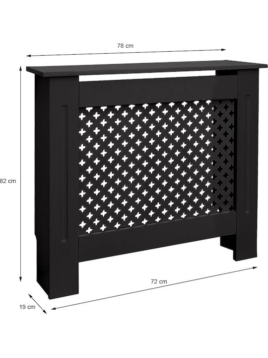 ECD Germany Diamond Pattern Radiator Cover from MDF Black 78x19x82cm
