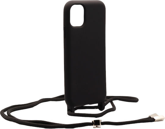 Technovo Lace Umschlag Rückseite Silikon mit Band Schwarz (iPhone XS Max)