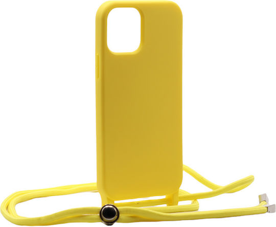 Technovo Lace Back Cover Silicon cu Curea Galben (iPhone 14 Pro)