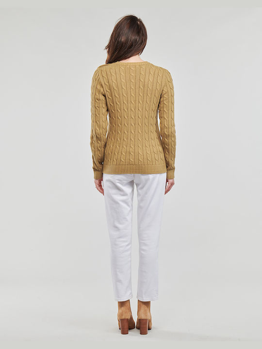 Ralph Lauren MONTIVA Women's Long Sleeve Pullover Cotton Beige