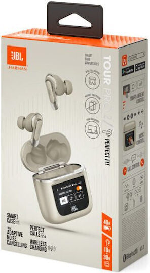 JBL Tour Pro 2 In-ear Bluetooth Handsfree Ακουστικά με Θήκη Φόρτισης Champagne