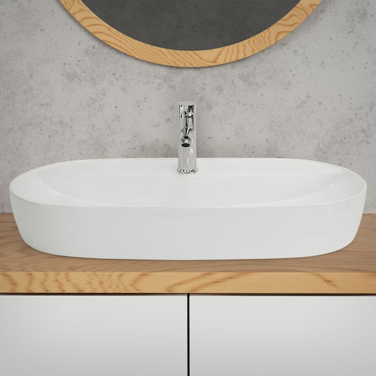 ML-Design Aufgesetztes Waschbecken Keramik 80x40x12cm Weiß