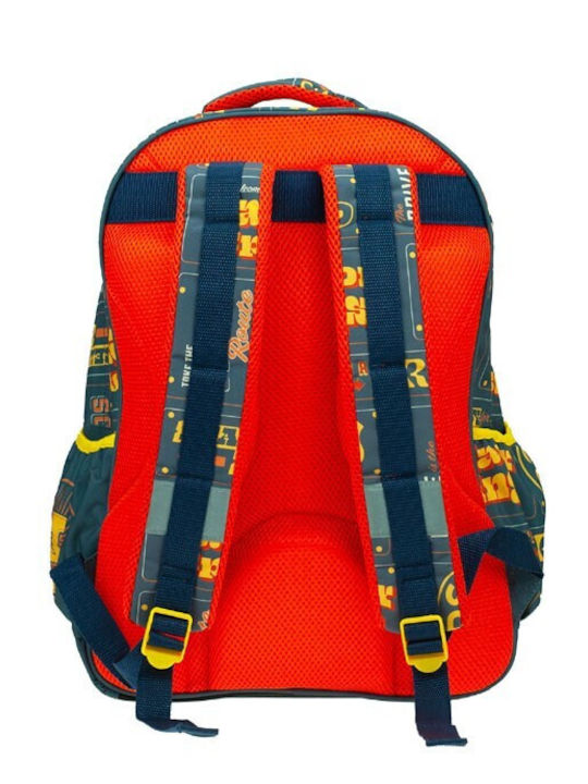 Gim Cars On The Road School Bag Backpack Elementary, Elementary Multicolour with Water Bottle Holder 27Liters