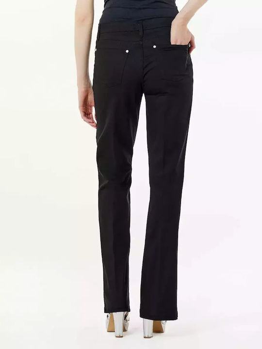 Damen Stoff Hose in Bootcut Passform Schwarz