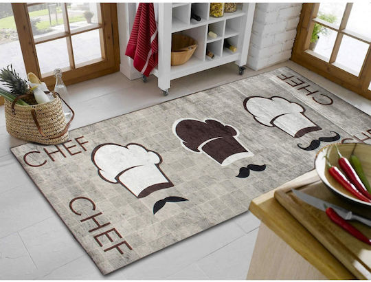 Dimcol Chef 255 Kitchen Mat Runner with Anti-slip Underlay Brown 67x150εκ.