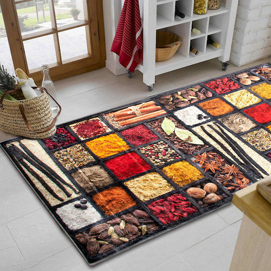 Dimcol Spices 246 Kitchen Mat Runner with Anti-slip Underlay Multicolour 80x200εκ.