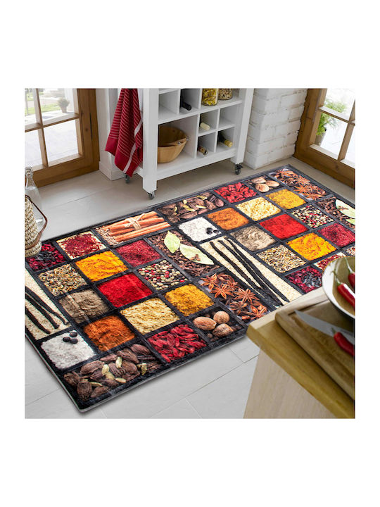 Dimcol Spices 246 Kitchen Mat Runner with Anti-slip Underlay Multicolour 80x200εκ.
