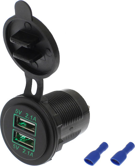Water Resistant Motorcycle Phone Charger 3.1A with 2 USB Ports